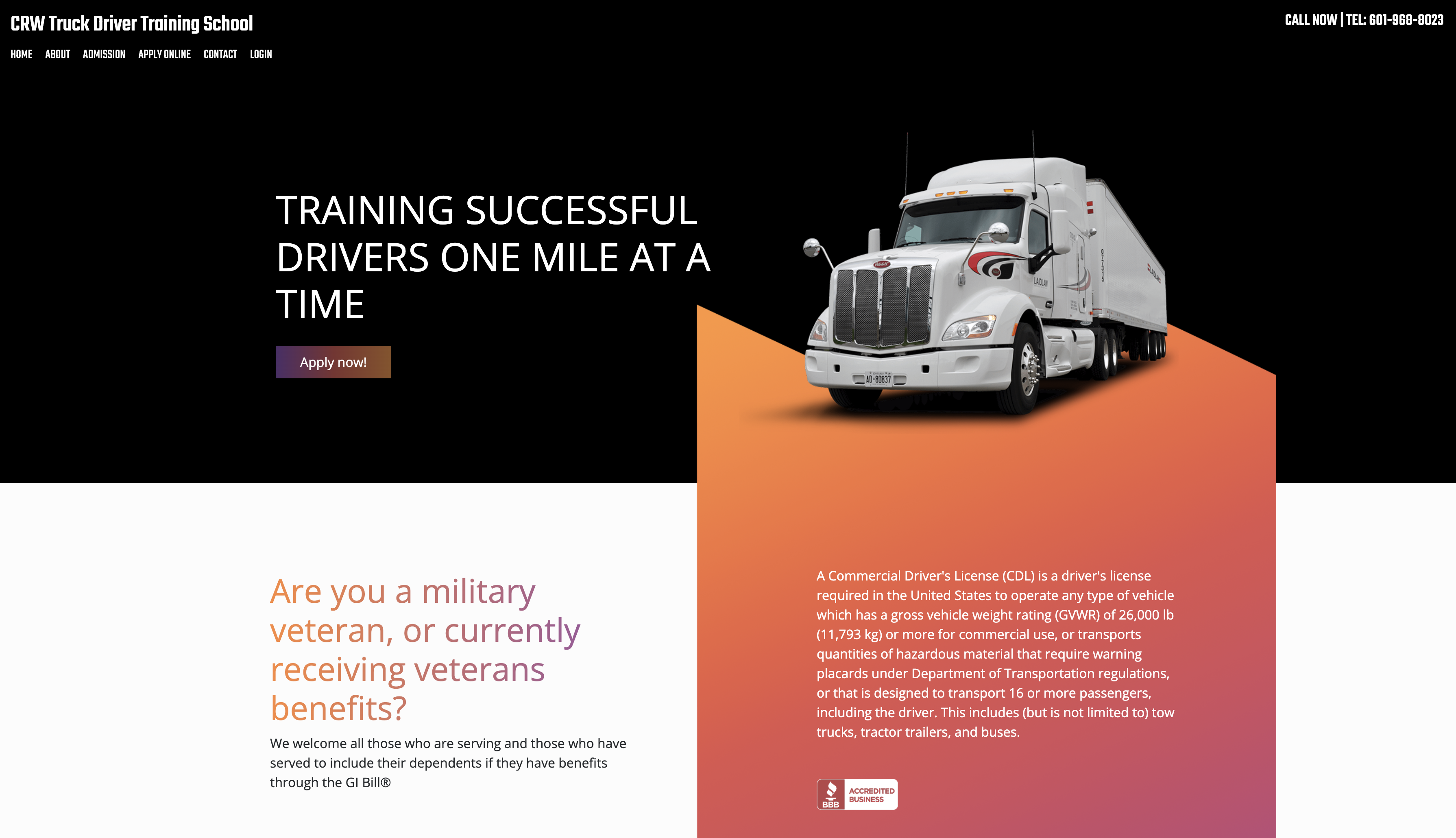 CRW Truck Driver Training website